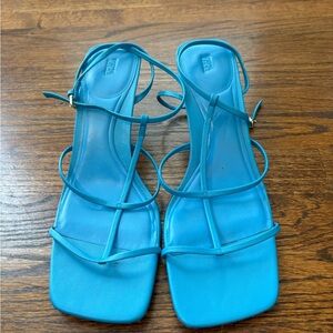 Zara blue Strappy Square-Toe Heeled Sandals size 11 EU 42